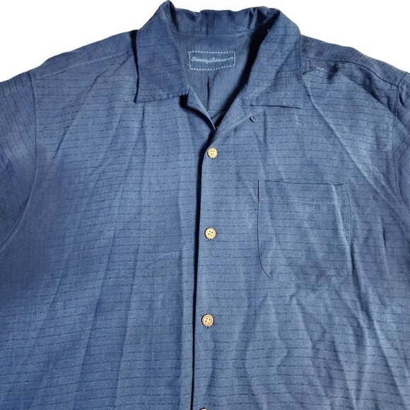 Tommy Bahama "One Minute Workout" Mens Blue Silk Shirt Medium - Picture 3 of 10